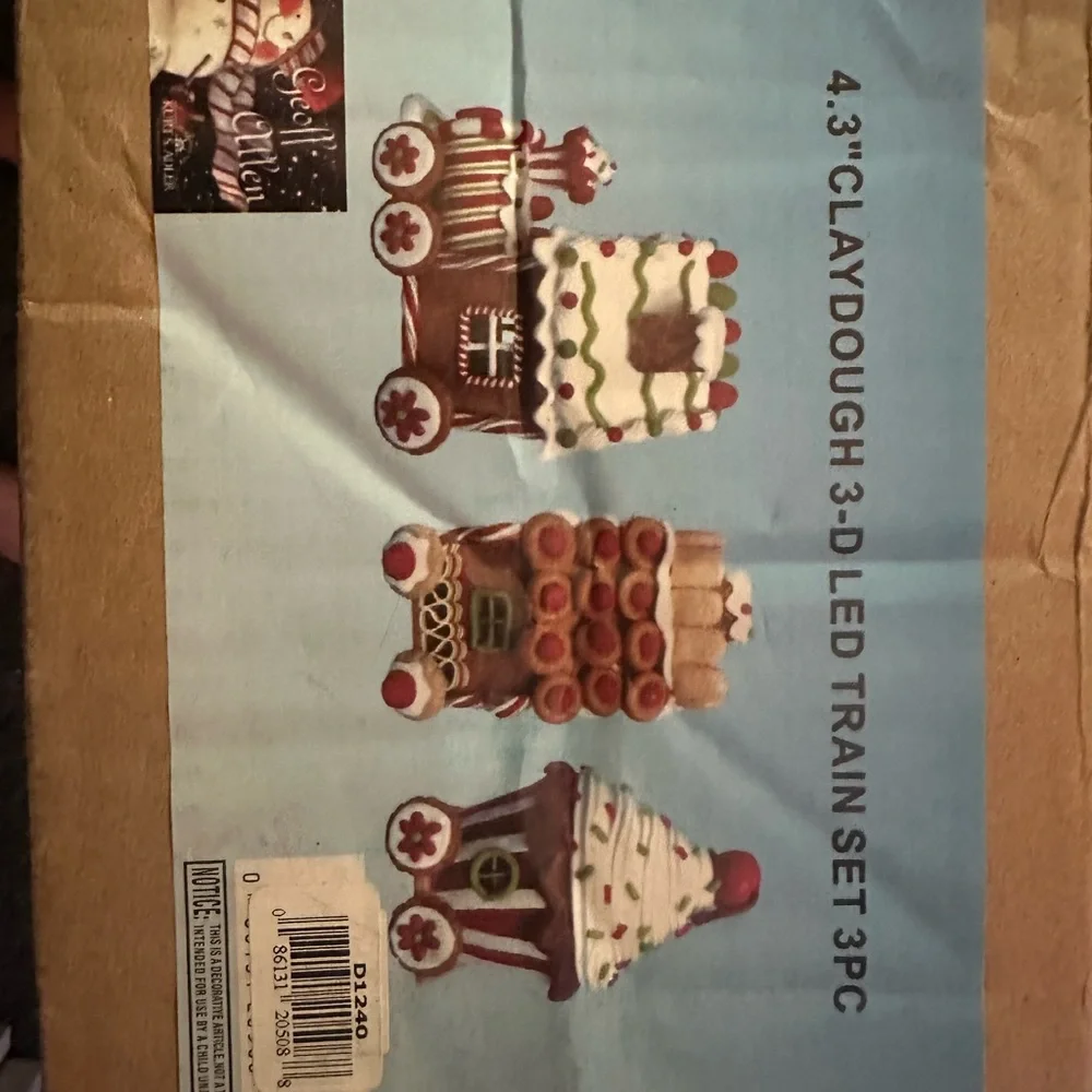 New in box unopened Kurt Adler 4.3-Inch Claydough 3D LED Gingerbread Train